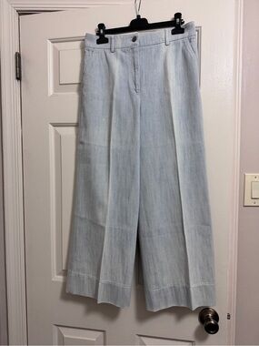 Akris Punto Light Blue Denim Wide-Leg Pants